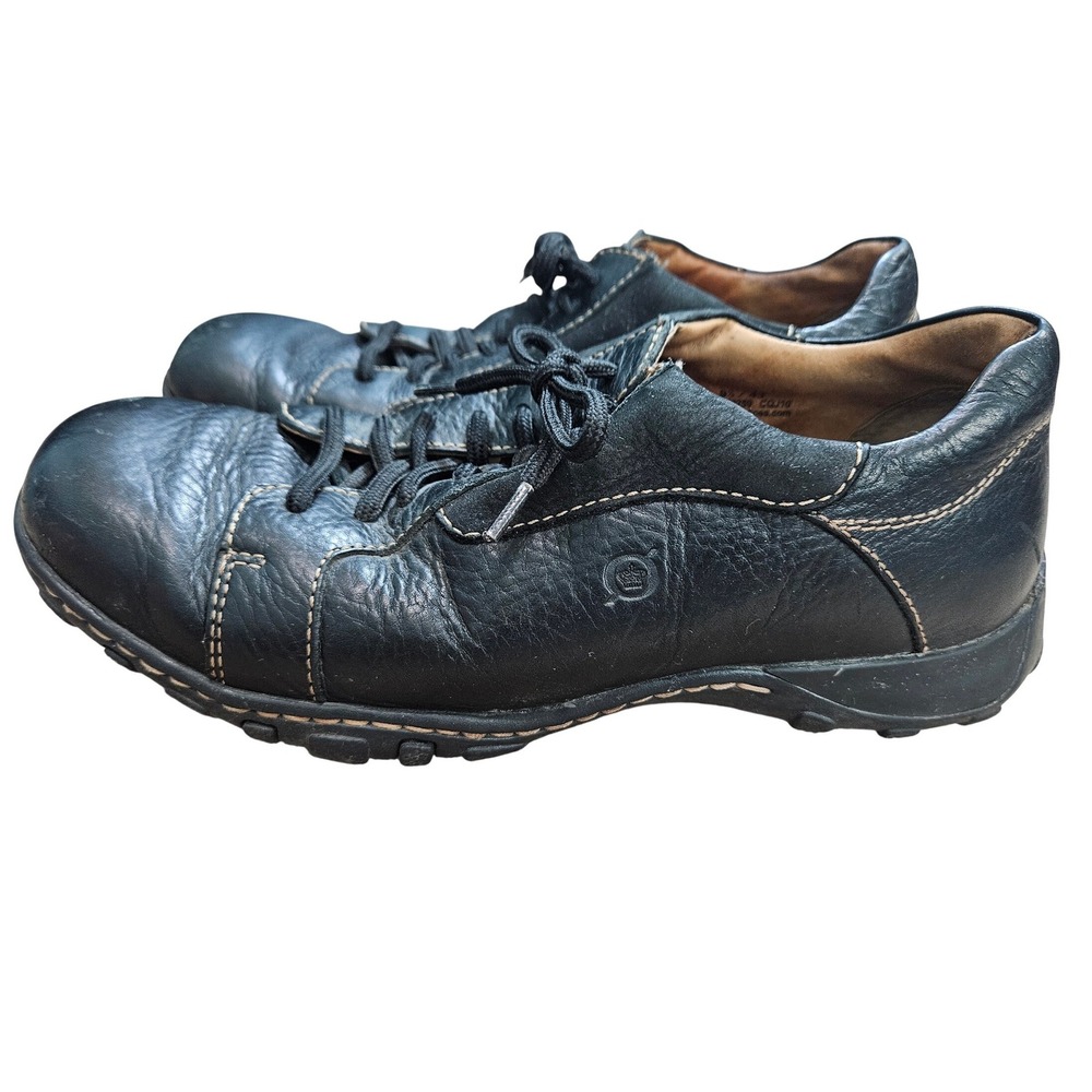 Born Mens Black Leather Lace Up Casual Oxford Shoes Size 9.5 Gorpcore Granola